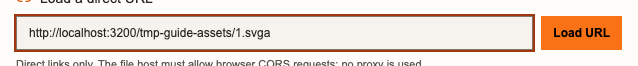 The URL field filled in with a direct link to a .svga file, ready to load